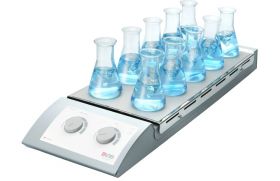 Магнитная мешалка MS-H-S10 с нагревом, 10-и позиционная, 120 ℃, 0,4 л х 10, 0-1100 об/мин, Dlab